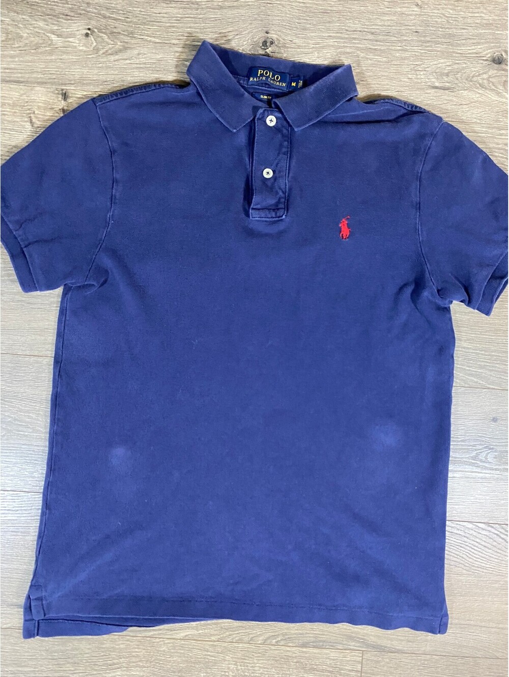 Polo Ralph Lauren Men’s M Slim Fit Navy Blue Polo Shirt Red Pony Cotton